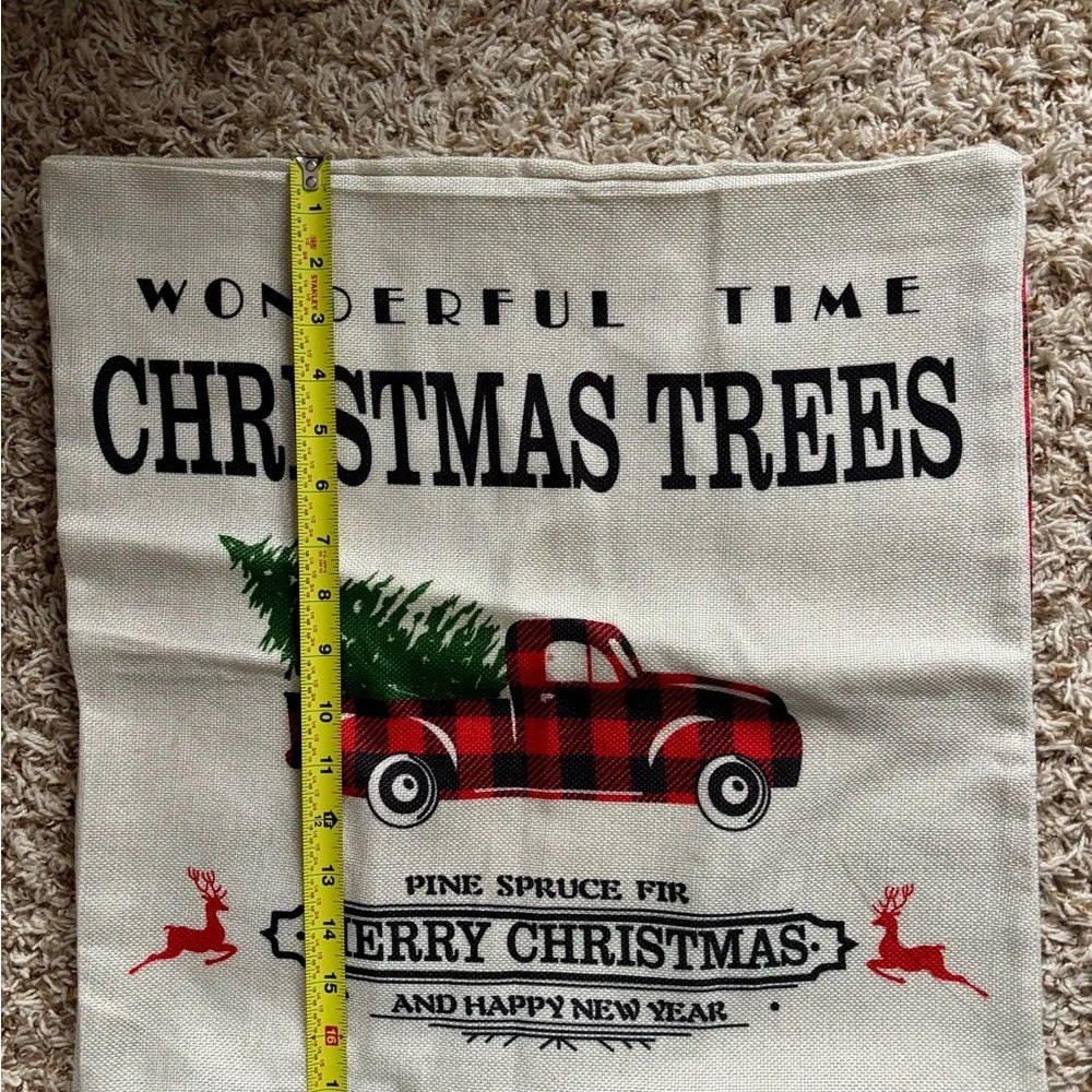 Vintage Looking Festive Christmas Pillow Covers Set - Red, Green, Black 17”x17”